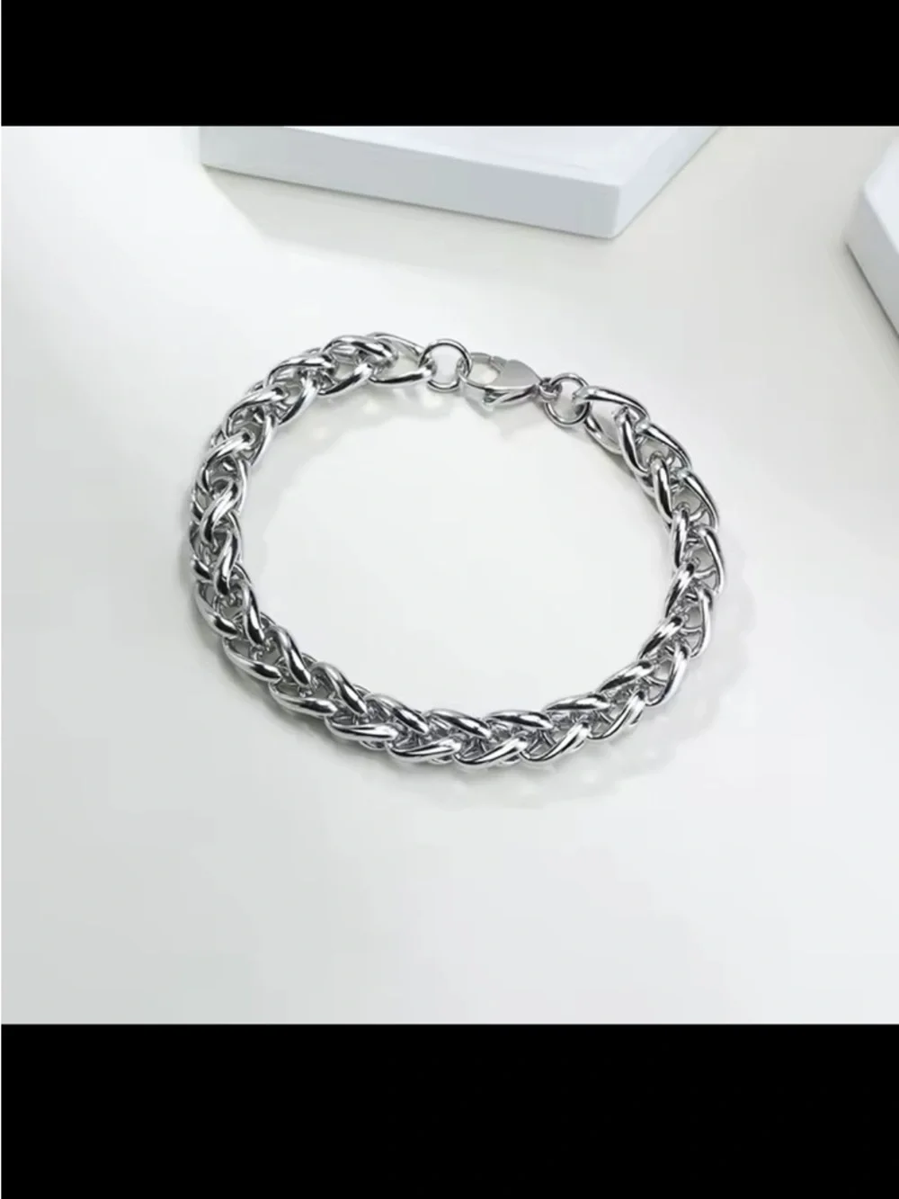 Men’s wheat chain stainless steel bracelet